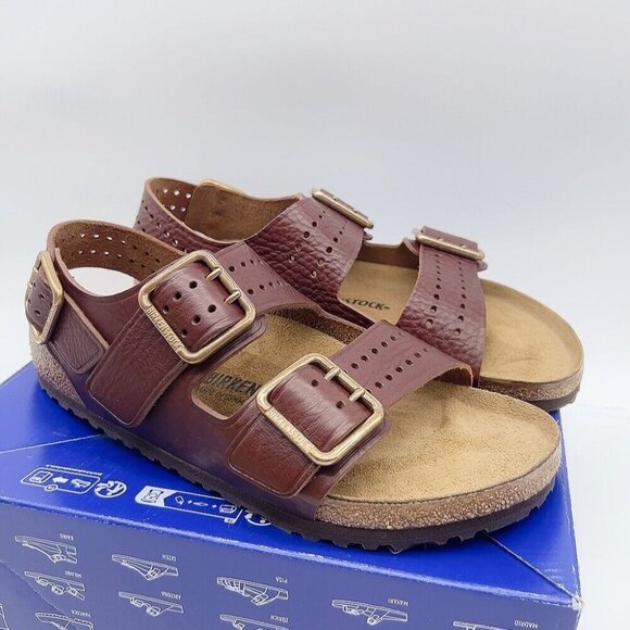 Birkenstock Milano Grip Bold Gap Roast Vintage Leather EU 45 US 12- 12.5 Regular - Picture 3 of 12